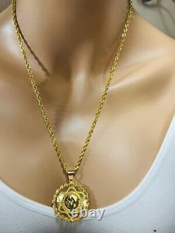 21Carat 21K 875 Fine Real Yellow Gold 21.5 /22 Long Rope Coin Necklace 11.8g