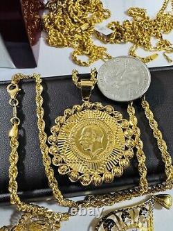 21Carat 21K 875 Fine Real Yellow Gold 21.5 /22 Long Rope Coin Necklace 11.8g