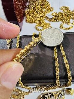 21Carat 21K 875 Fine Real Yellow Gold 21.5 /22 Long Rope Coin Necklace 11.8g