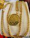 21k Gold Round Coin Set Necklace Fine 875 19.5 Long Women's Necklace 2.5mm 7.4g