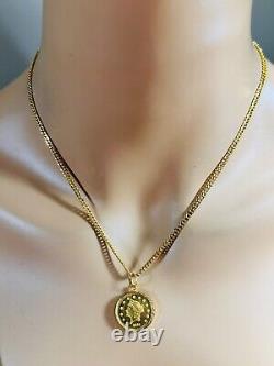 21K Saudi Fine Gold Coin Set Necklace 18 Long Women's 3.2mm 8.8g