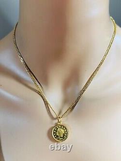 21K Saudi Fine Gold Coin Set Necklace 18 Long Women's 3.2mm 8.8g