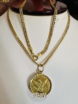 21K Saudi Fine Gold Coin Set Necklace 18 Long Women's 3.2mm 8.8g