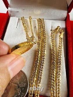 21K Saudi Fine Gold Coin Set Necklace 18 Long Women's 3.2mm 8.8g