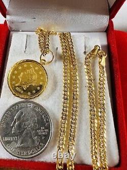 21K Saudi Fine Gold Coin Set Necklace 18 Long Women's 3.2mm 8.8g