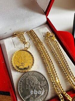 21K Saudi Fine Gold Coin Set Necklace 18 Long Women's 3.2mm 8.8g