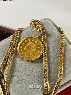 21K Saudi Fine Gold Coin Set Necklace 18 Long Women's 3.2mm 8.8g