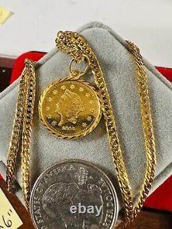 21K Saudi Fine Gold Coin Set Necklace 18 Long Women's 3.2mm 8.8g