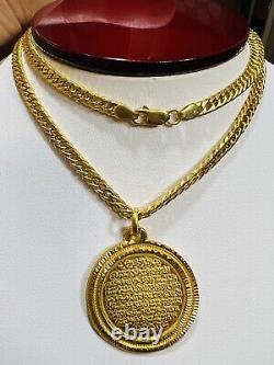 21K Saudi Gold Round Coin Necklace Fine 875 24 Long Mens Women's 4mm 17.3grams
