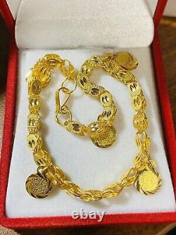 21K Yellow Gold Fine Womens Real Coin Bracelet 8 Long Fits Large 10.02g 4mm