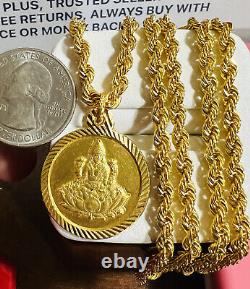 22 21K Saudi Gold Coin Necklace Fine 875 22 Long Mens Women's 4mm 15.6g