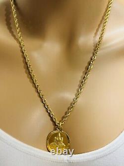 22 21K Saudi Gold Coin Necklace Fine 875 22 Long Mens Women's 4mm 15.6g