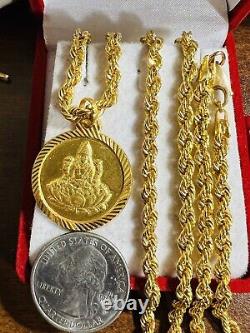 22 21K Saudi Gold Coin Necklace Fine 875 22 Long Mens Women's 4mm 15.6g