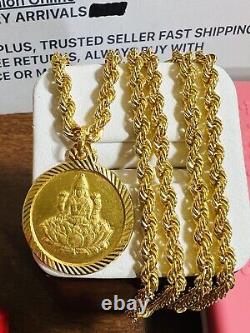 22 21K Saudi Gold Coin Necklace Fine 875 22 Long Mens Women's 4mm 15.6g