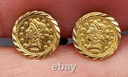 22 KT Yellow Gold Tiny Stud Earrings US Coin Design