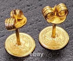 22 KT Yellow Gold Tiny Stud Earrings US Coin Design