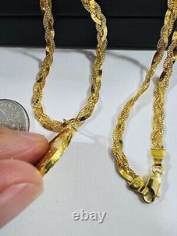 22C 22K 916 Fine Real Solid Gold Women's Coin Set Necklace 18 long 5mm 14.5g