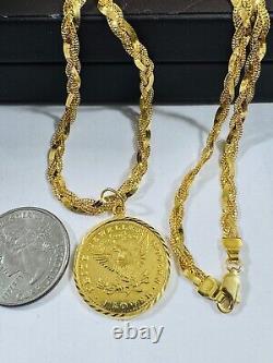 22C 22K 916 Fine Real Solid Gold Women's Coin Set Necklace 18 long 5mm 14.5g