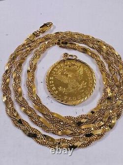 22C 22K 916 Fine Real Solid Gold Women's Coin Set Necklace 18 long 5mm 14.5g