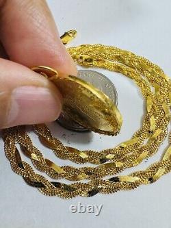 22C 22K 916 Fine Real Solid Gold Women's Coin Set Necklace 18 long 5mm 14.5g