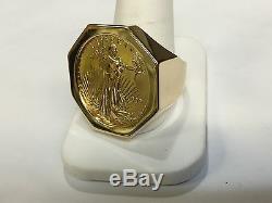 22K-14K FINE GOLD 1/2 OZ LADY LIBERTY COIN in 14k gold Ring