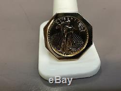 22K-14K FINE GOLD 1/2 OZ LADY LIBERTY COIN in 14k gold Ring