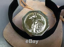 22K-14K FINE GOLD 1/2 OZ LADY LIBERTY COIN in 14k gold Ring