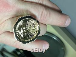 22K-14K FINE GOLD 1/2 OZ LADY LIBERTY COIN in 14k gold Ring