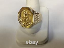 22K-14K FINE GOLD 1/4 OZ LADY LIBERTY COIN in14k gold Ring