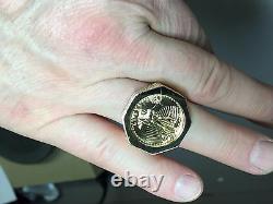 22K-14K FINE GOLD 1/4 OZ LADY LIBERTY COIN in14k gold Ring