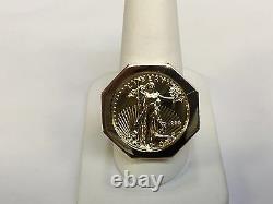 22K-14K FINE GOLD 1/4 OZ LADY LIBERTY COIN in14k gold Ring