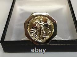 22K-14K FINE GOLD 1/4 OZ LADY LIBERTY COIN in14k gold Ring