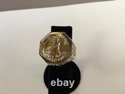 22K-14K FINE GOLD 1/4 OZ LADY LIBERTY COIN in14k gold Ring