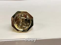 22K-14K FINE GOLD 1/4 OZ LADY LIBERTY COIN in14k gold Ring