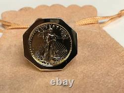 22K-14K FINE GOLD 1/4 OZ LADY LIBERTY COIN in14k gold Ring