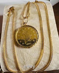 22K 916 Fine Real Gold 18 long Gold Coin Necklace 7.7g 1.5mm