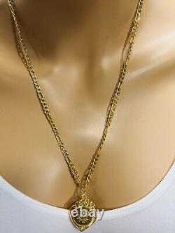 22K 916 Fine Real Gold Mens Women's Flower Coin Necklace With 22 Long 14.9g 4mm