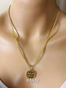 22K 916 Fine Yellow Saudi Dubai Gold Women 20 Long Coin Set Necklace 15g3.2mm