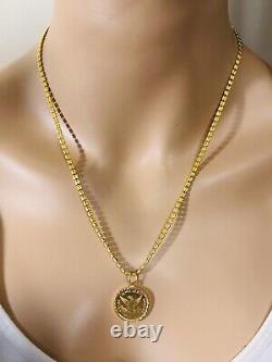 22K 916 Fine Yellow Saudi Dubai Gold Women 20 Long Coin Set Necklace 15g3.2mm