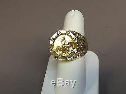 22K FINE GOLD 1/10 OZ LADY LIBERTY COIN. 56 tcw diamond in14k Gold Ring