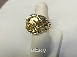 22K FINE GOLD 1/10 OZ LADY LIBERTY COIN. 56 tcw diamond in14k Gold Ring