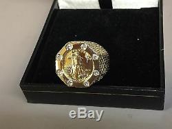 22K FINE GOLD 1/10 OZ LADY LIBERTY COIN. 56 tcw diamond in14k Gold Ring