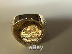 22K FINE GOLD 1/10 OZ LADY LIBERTY COIN. 56 tcw diamond in14k Gold Ring