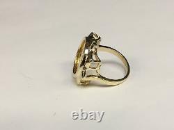 22K FINE GOLD 1/10 OZ LADY LIBERTY COIN in 14K LADIES Yellow Gold Ring