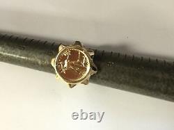 22K FINE GOLD 1/10 OZ LADY LIBERTY COIN in 14K LADIES Yellow Gold Ring