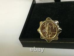 22K FINE GOLD 1/10 OZ LADY LIBERTY COIN in 14K LADIES Yellow Gold Ring