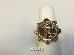 22K FINE GOLD 1/10 OZ LADY LIBERTY COIN in 14K LADIES Yellow Gold Ring