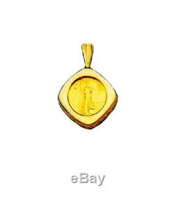 22K FINE GOLD 1/10 OZ LADY LIBERTY COIN set in -14K FRAME PENDANT