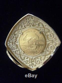 22K FINE GOLD 1/10 OZ Lady Liberty 5 Dollar Coin Pendant set in 14K YG 8.4 Grams