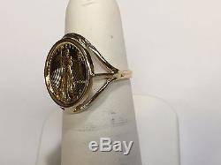 22K FINE GOLD 1/10 OZ US LADY LIBERTY COIN in 14k gold Ring